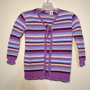 Vintage Girls McKids Purple Stripe‎ Cardigan Sweater Size 5